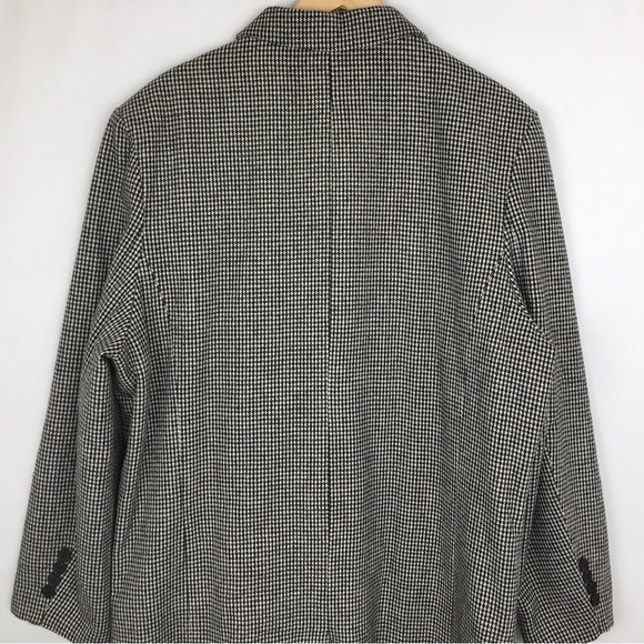 Women’s Houndstooth Wool Blend Coat Black White Double Breasted Size XXXL - Picture 10 of 13